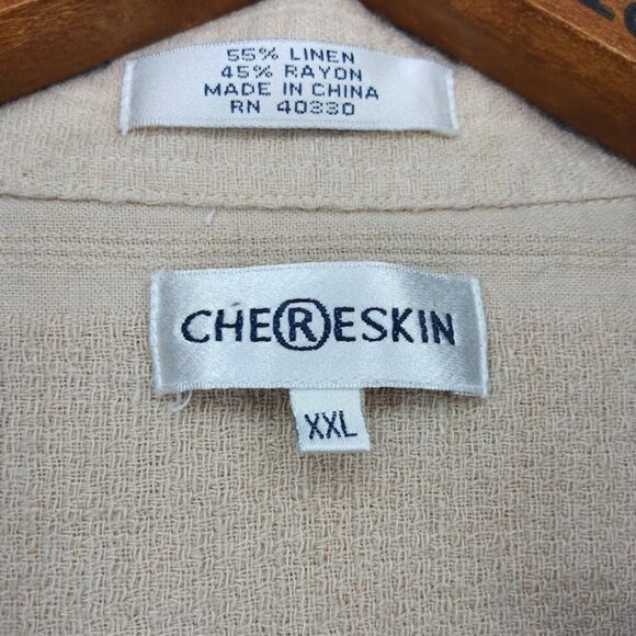 Ron Chereskin Men's Shirt XXL* Beige Linen/Rayon Short Sleeve Button Up Casual - Picture 6 of 12